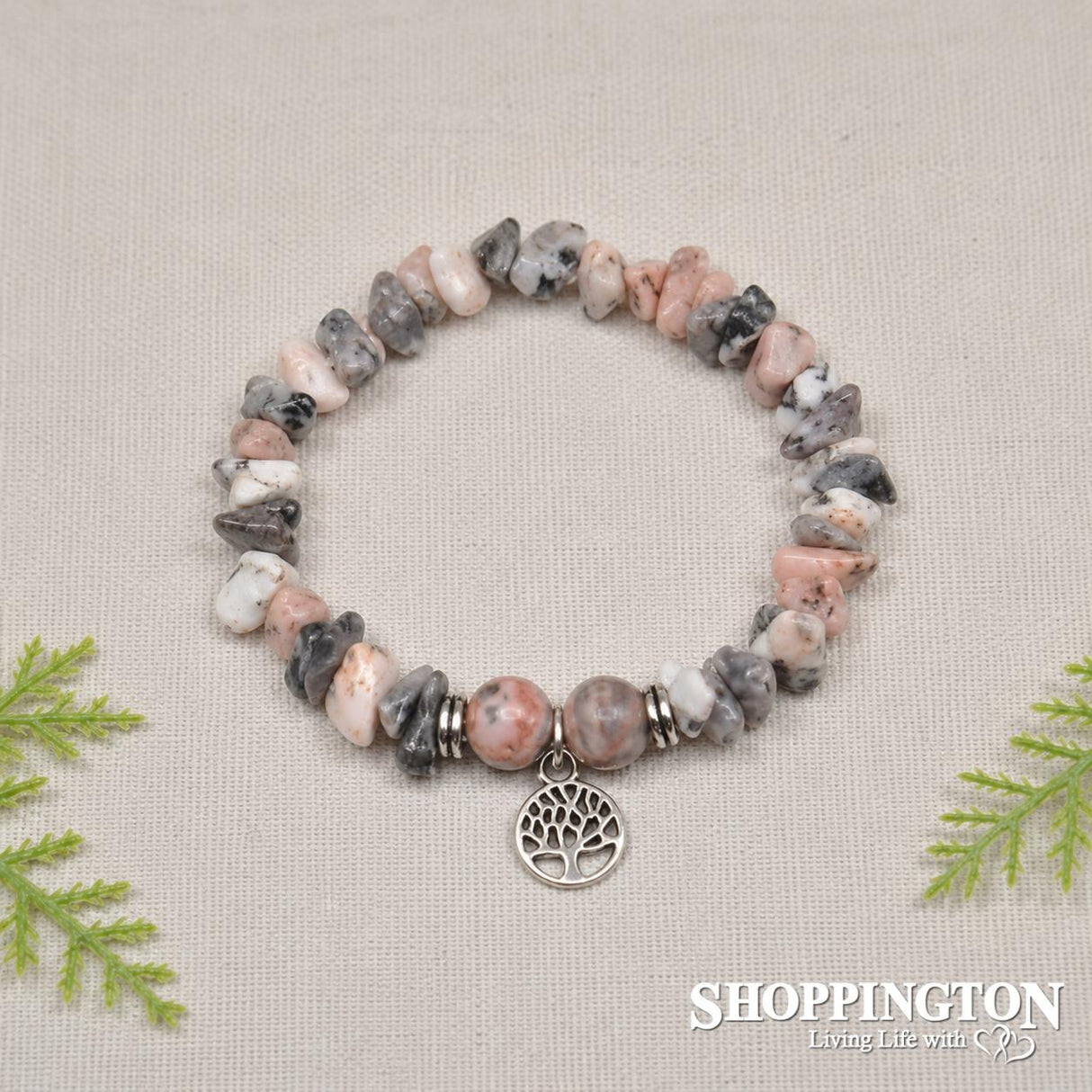 Tree of Life Gemstone Bracelets - Pink Agate
