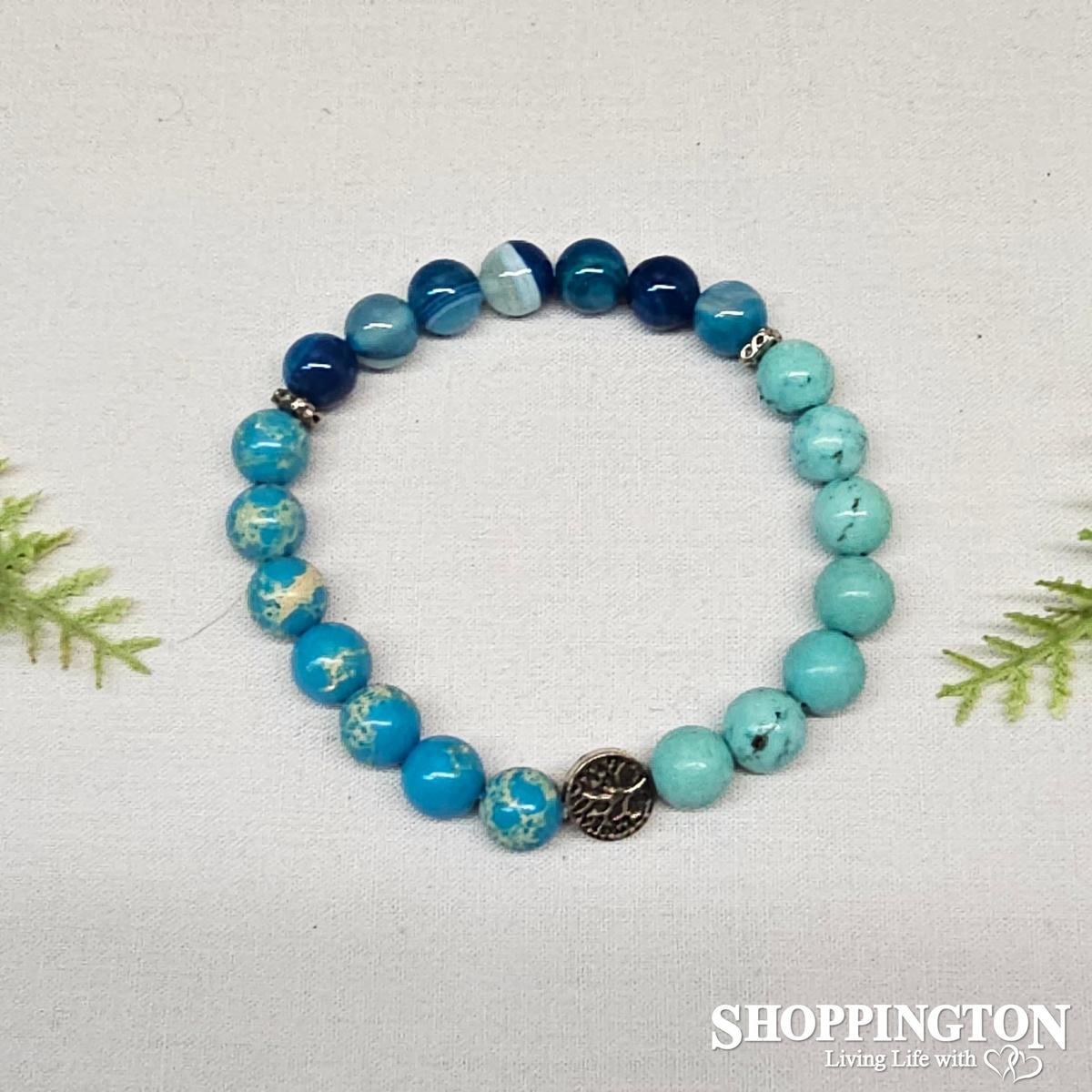 Triple Gemstone Bracelets - Turquoise, Agate, King Turquoise