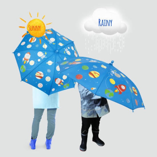 Colour Changing Kids Umbrella - Space Rockets
