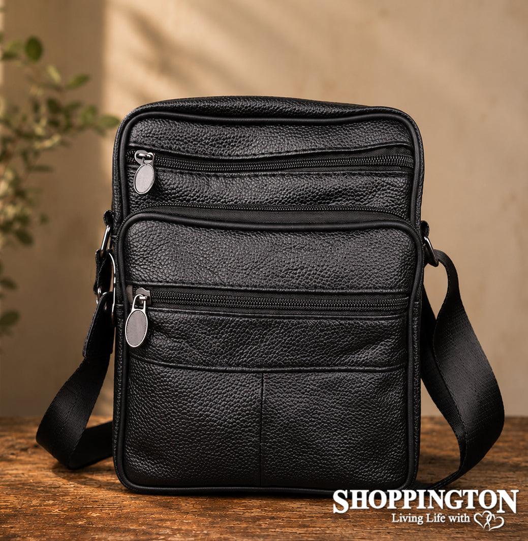 Unisex Black Leather Satchel