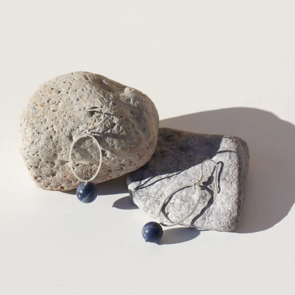 La Pierre - Blue Vein Sterling Silver Earrings