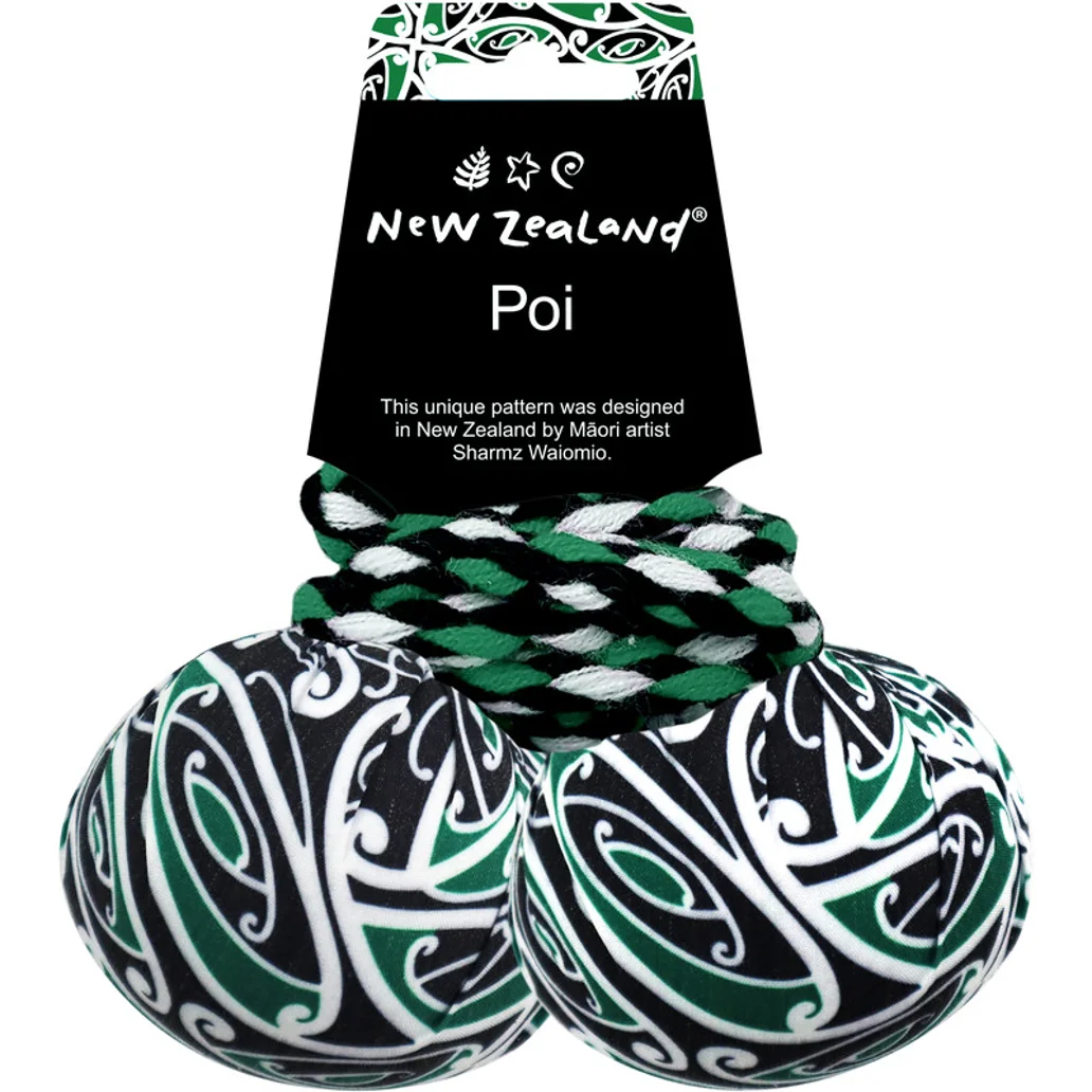 NZ Maori Patterned Poi - Green