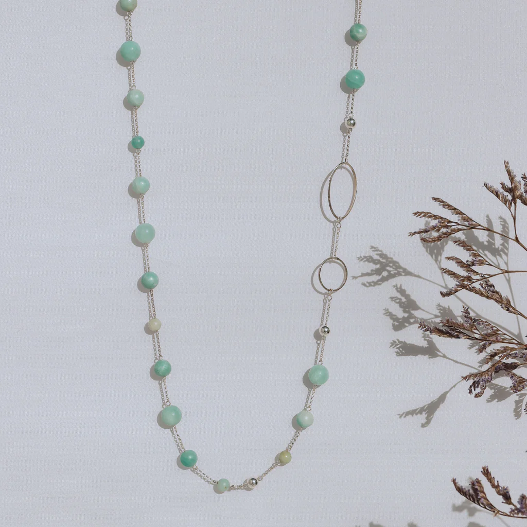 La Pierre - Amazonite Sterling Silver Long Necklace