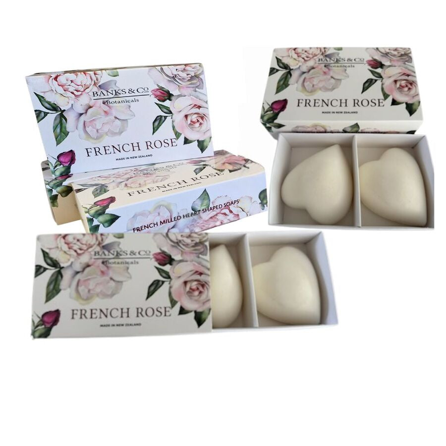 Banks & Co / French Rose Heart Soaps 2pk