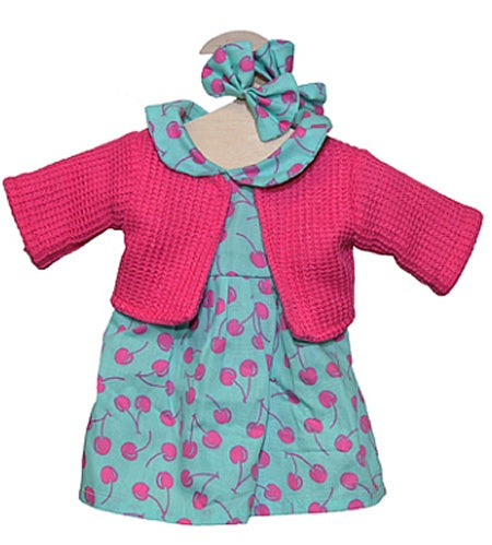 Hopscotch Dolls Clothes - Cherry Dress & Cardigan