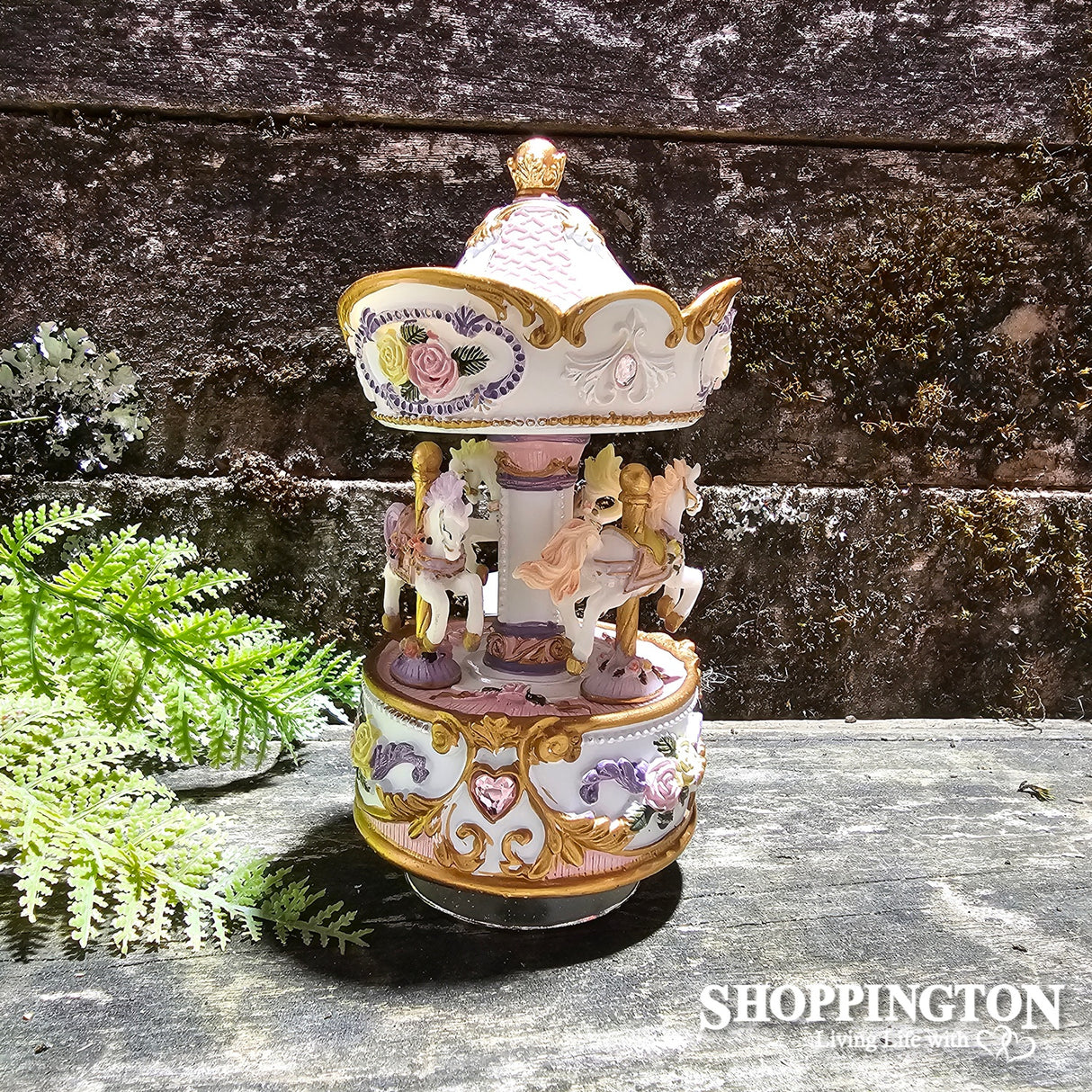 Horse Carousel 15cm - Purple & White