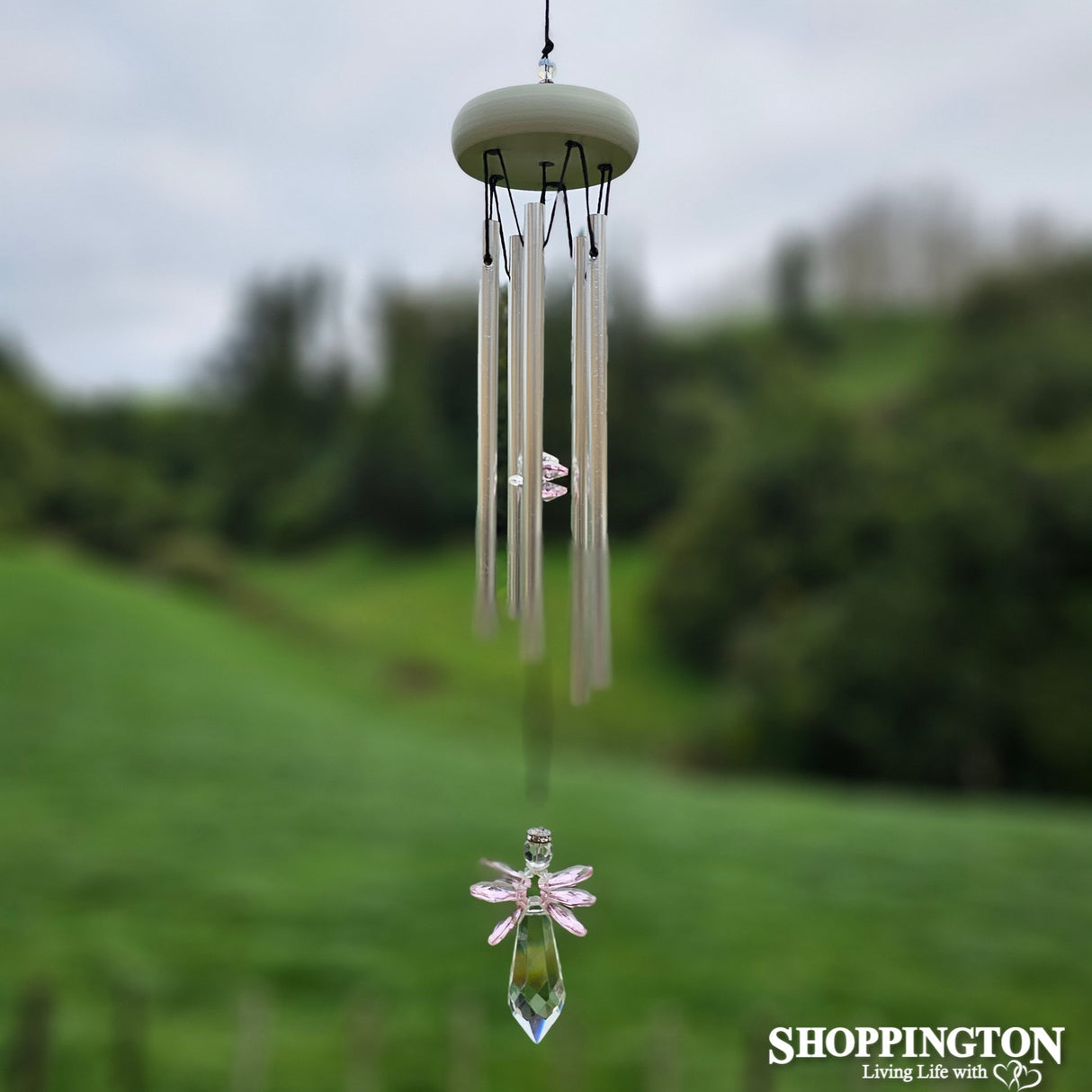 Wind Chime Gem tunes with crystal Angel Pink