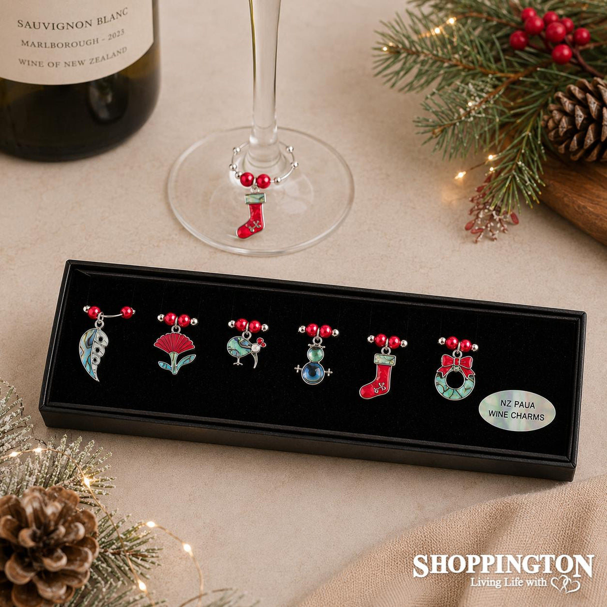 Wine Charms - Kiwiana Christmas
