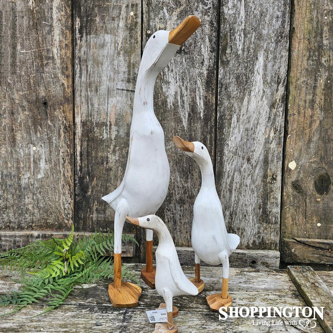 Wooden Duck - White Wash 60cm