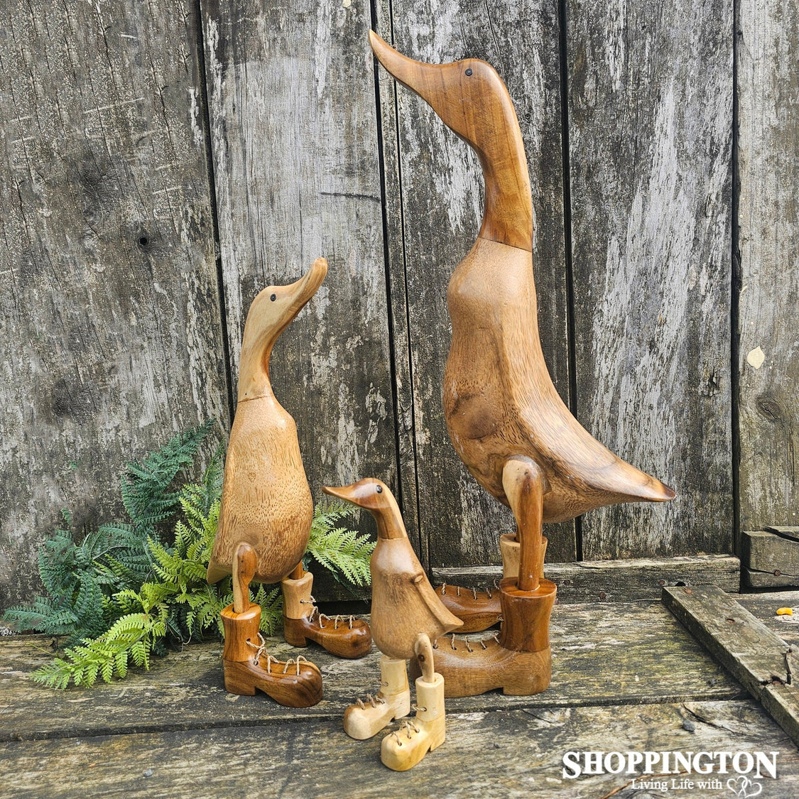 Wooden Duck in Boots - Natural 60cm