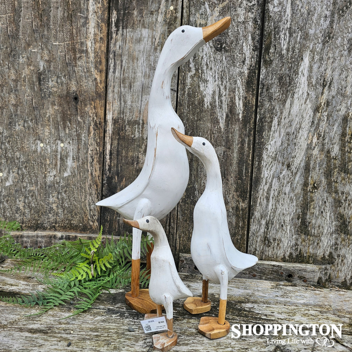 Wooden Duck - White Wash 25cm
