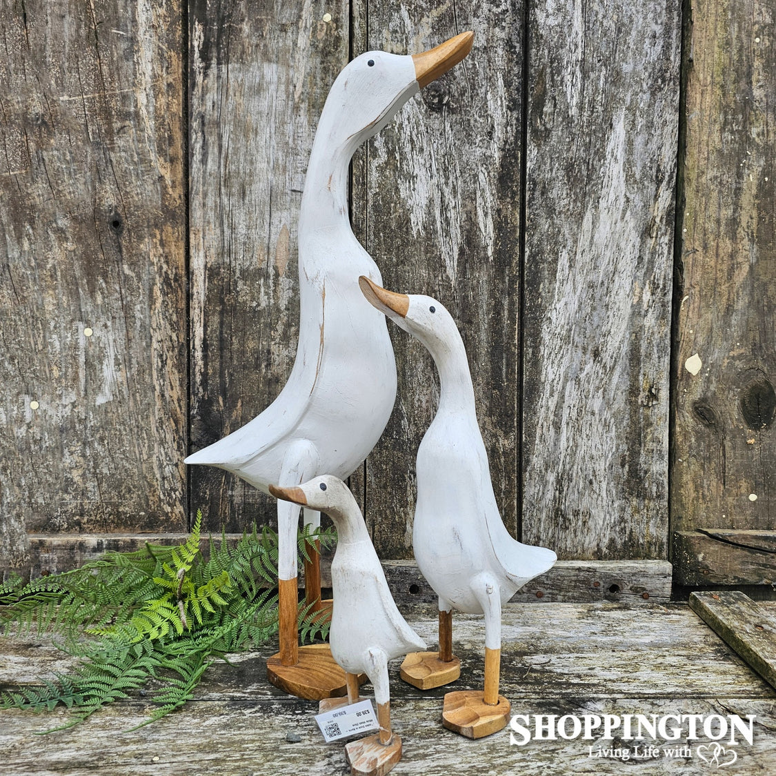 Wooden Duck - White Wash 40cm