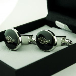 Cuff Links - Silver Fern