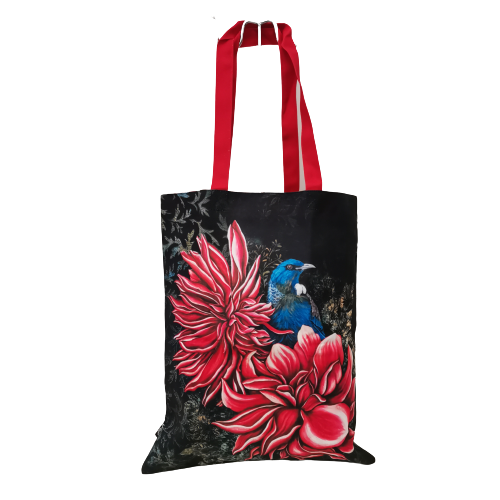 NZ Print Tote Bag - Anita Madhav - Tui in Dahlia's
