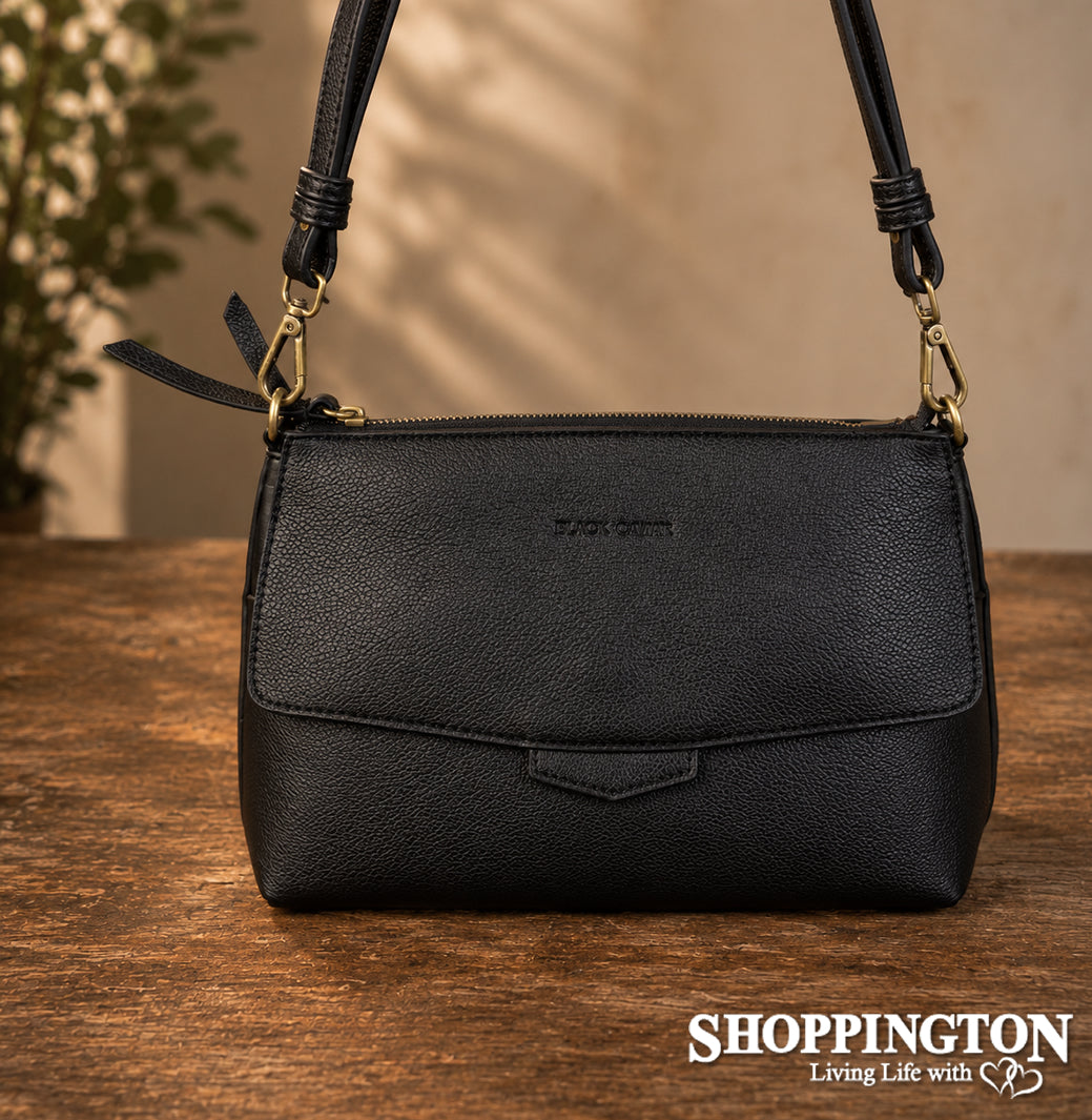 Black Caviar Handbag - Alessia Black (Crossbody)