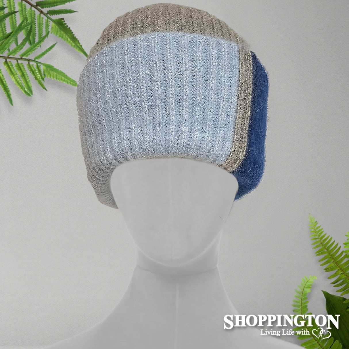 Tri Colour Beanie - Blue