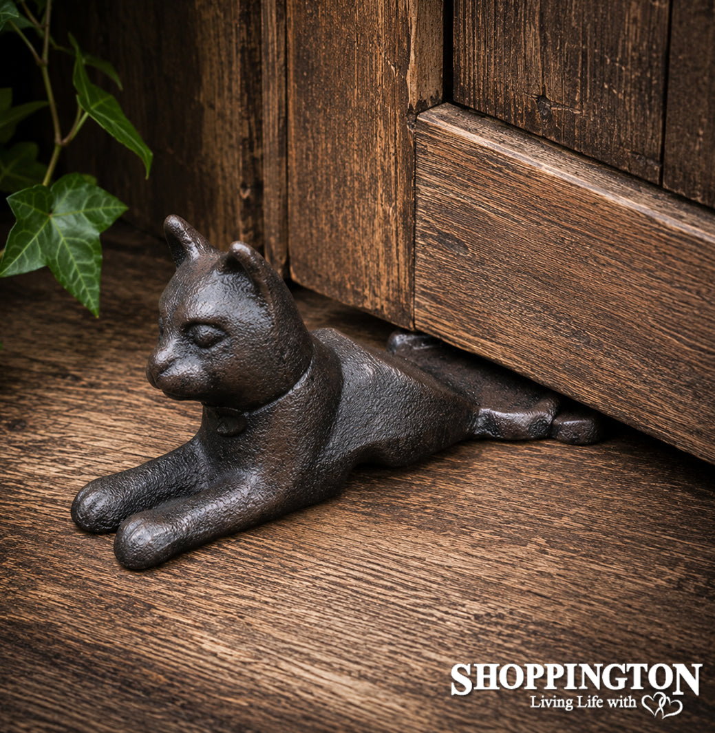Cast Iron Door Stop -Lying Cat Wedge