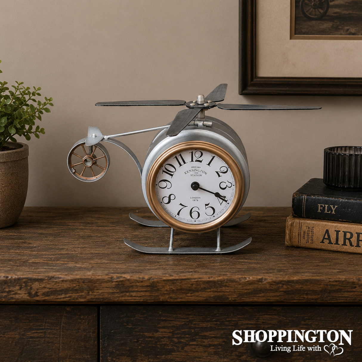 Helicopter Antique Clock
