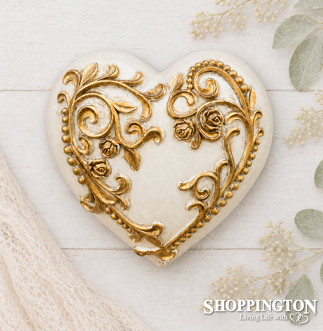 Collectable Heart - Gold Rose Vine