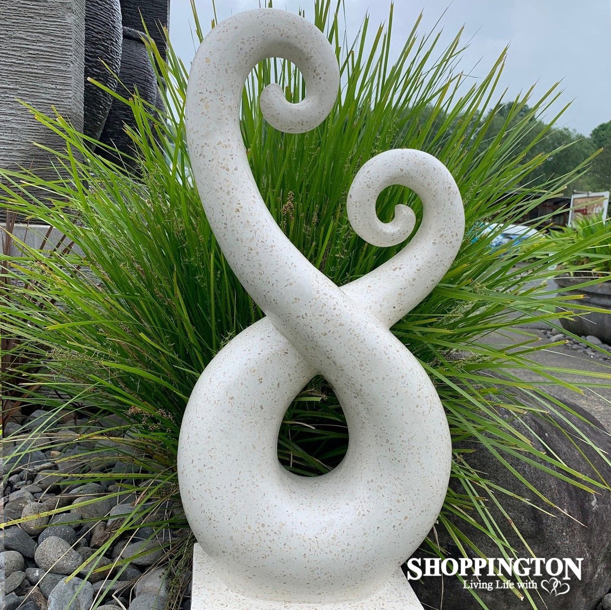 Garden Sculpture - Terrazzo - Eternal Koru/White