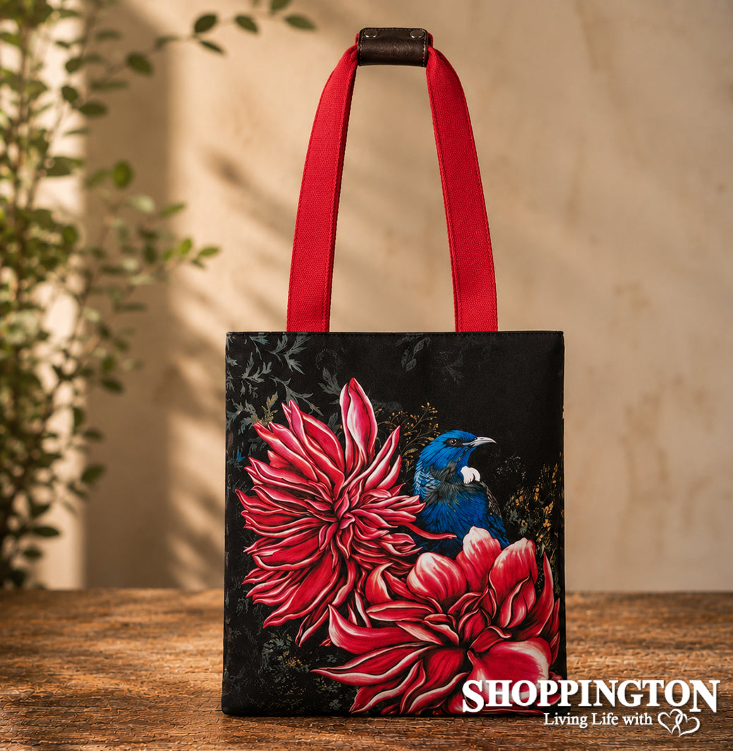 NZ Print Tote Bag - Anita Madhav - Tui in Dahlia's