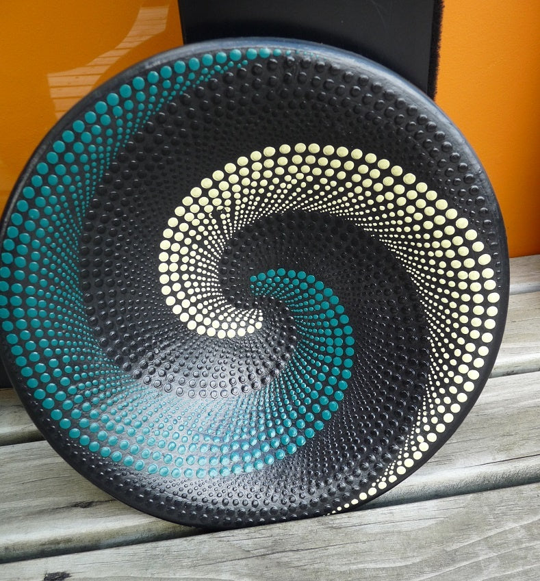 Pottery Dot Bowl - Coloured Koru / 30cm