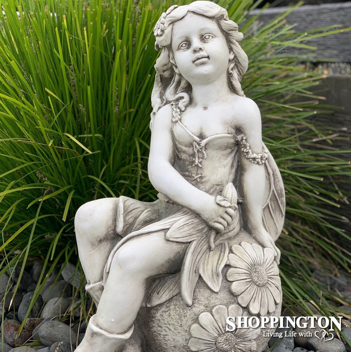 Garden Statue - Flower Ball Fairy (designed to last outdoors)
