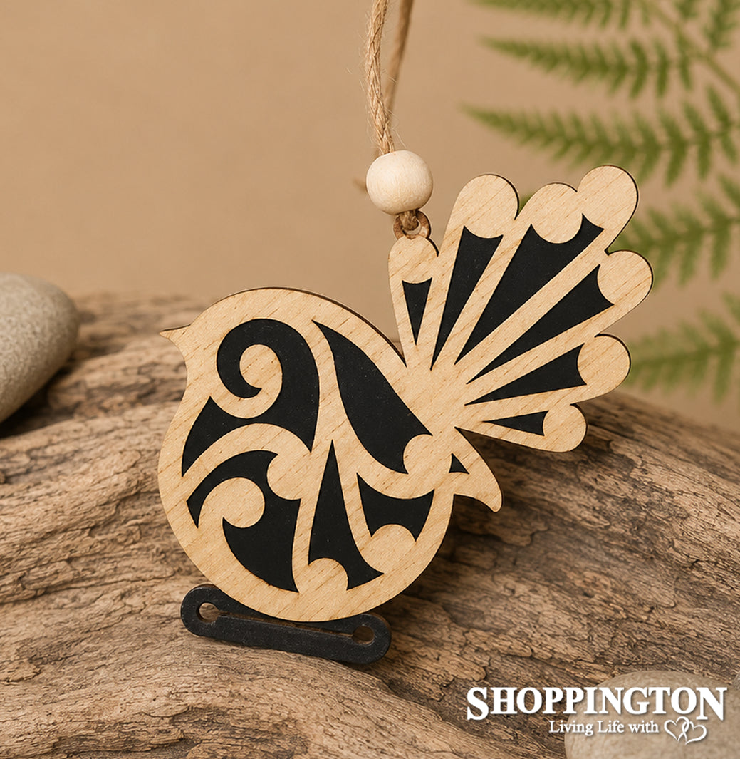 Hanging Ornament - Koru Fantail BLACK