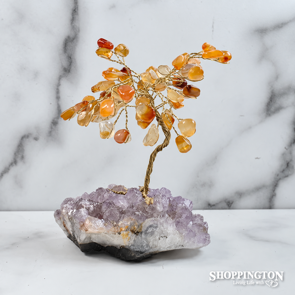 Crystal Gemstone Tree Carnelian - Amethyst Base 12cm