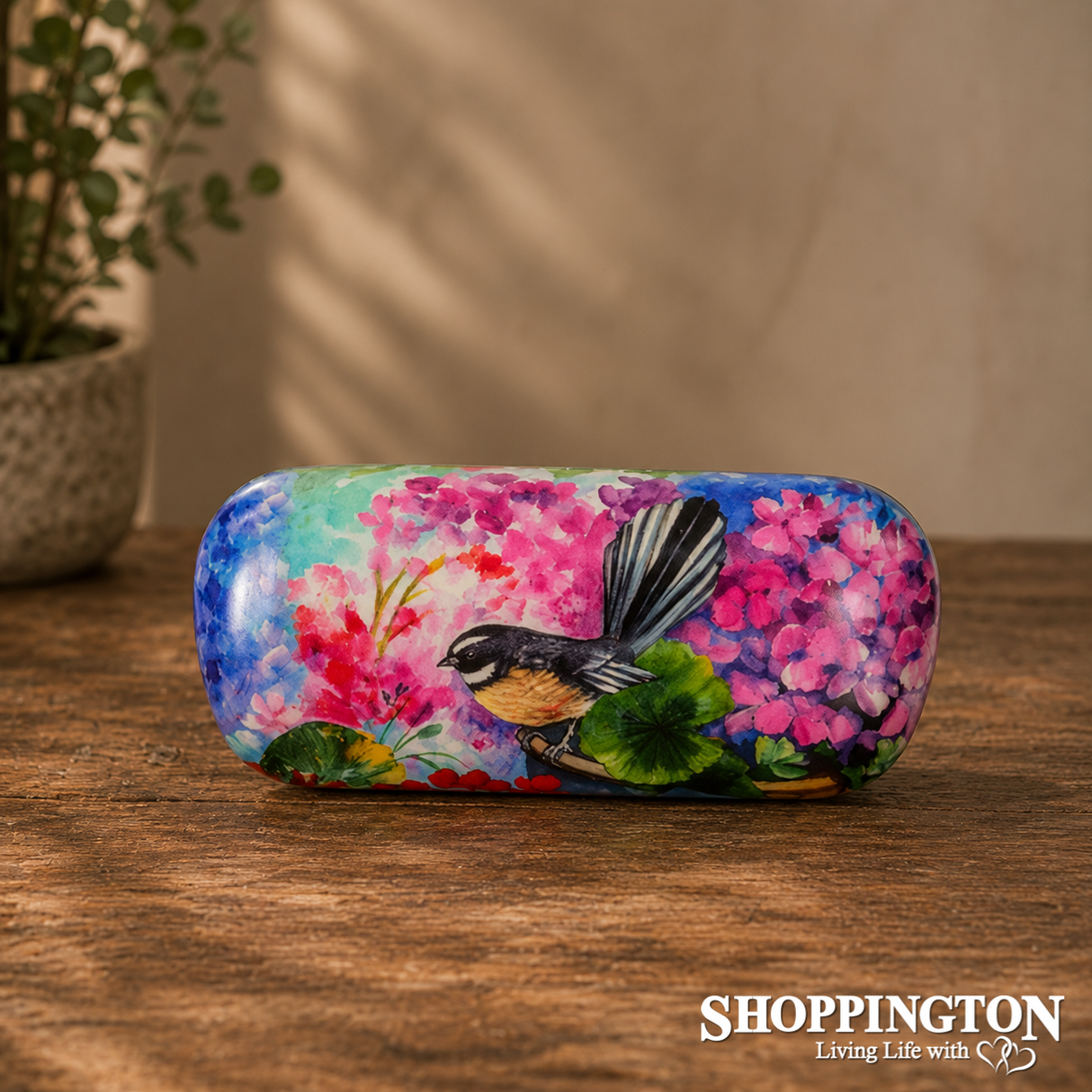 Leather NZ Print Sunglasses Case - Fantail Pink