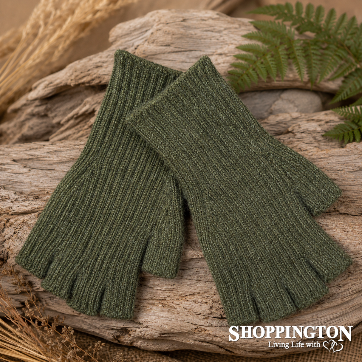 Gloves - Knitted Fingerless - Olive
