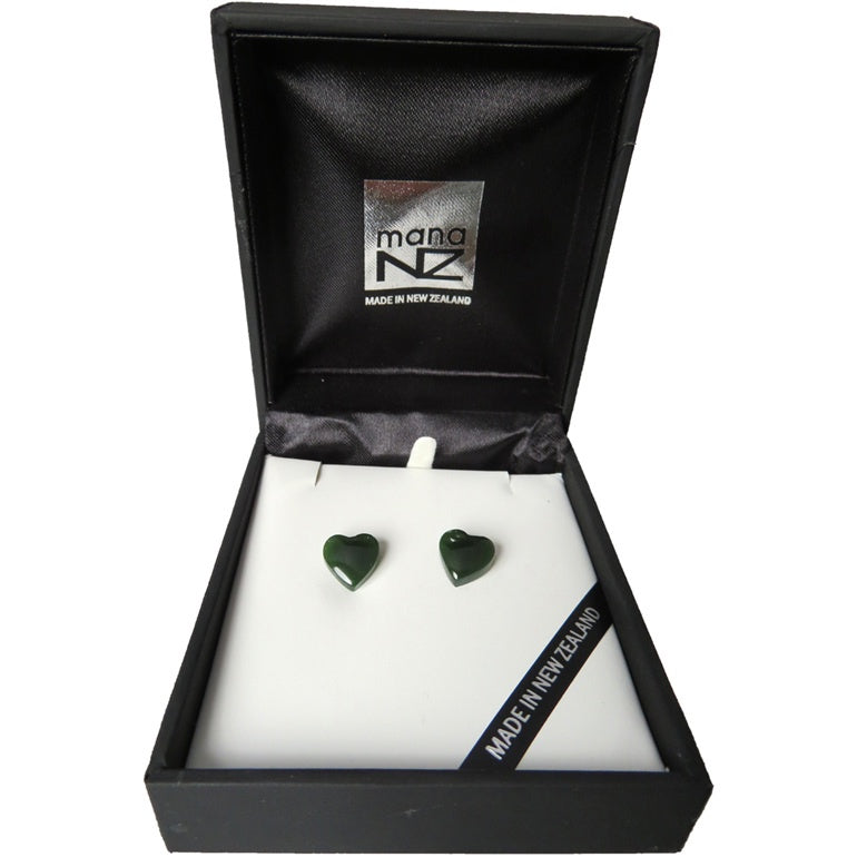 Pounamu - Earrings Heart Stud