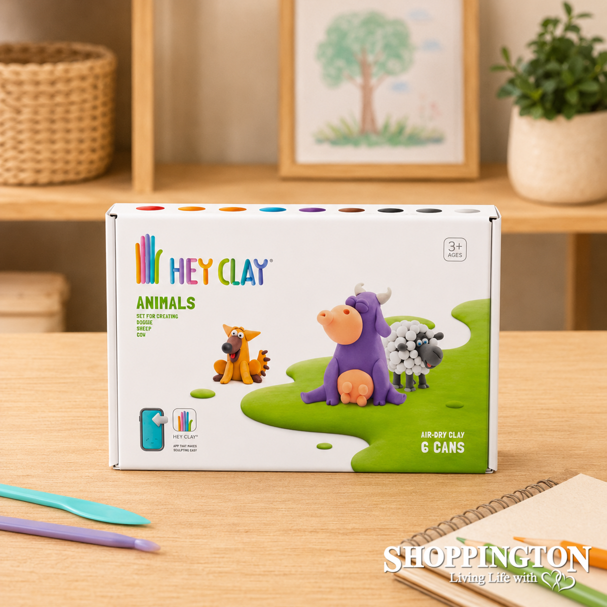 Hey Clay - 6 Can Sets - Animals Cow, Doggie & Sheep