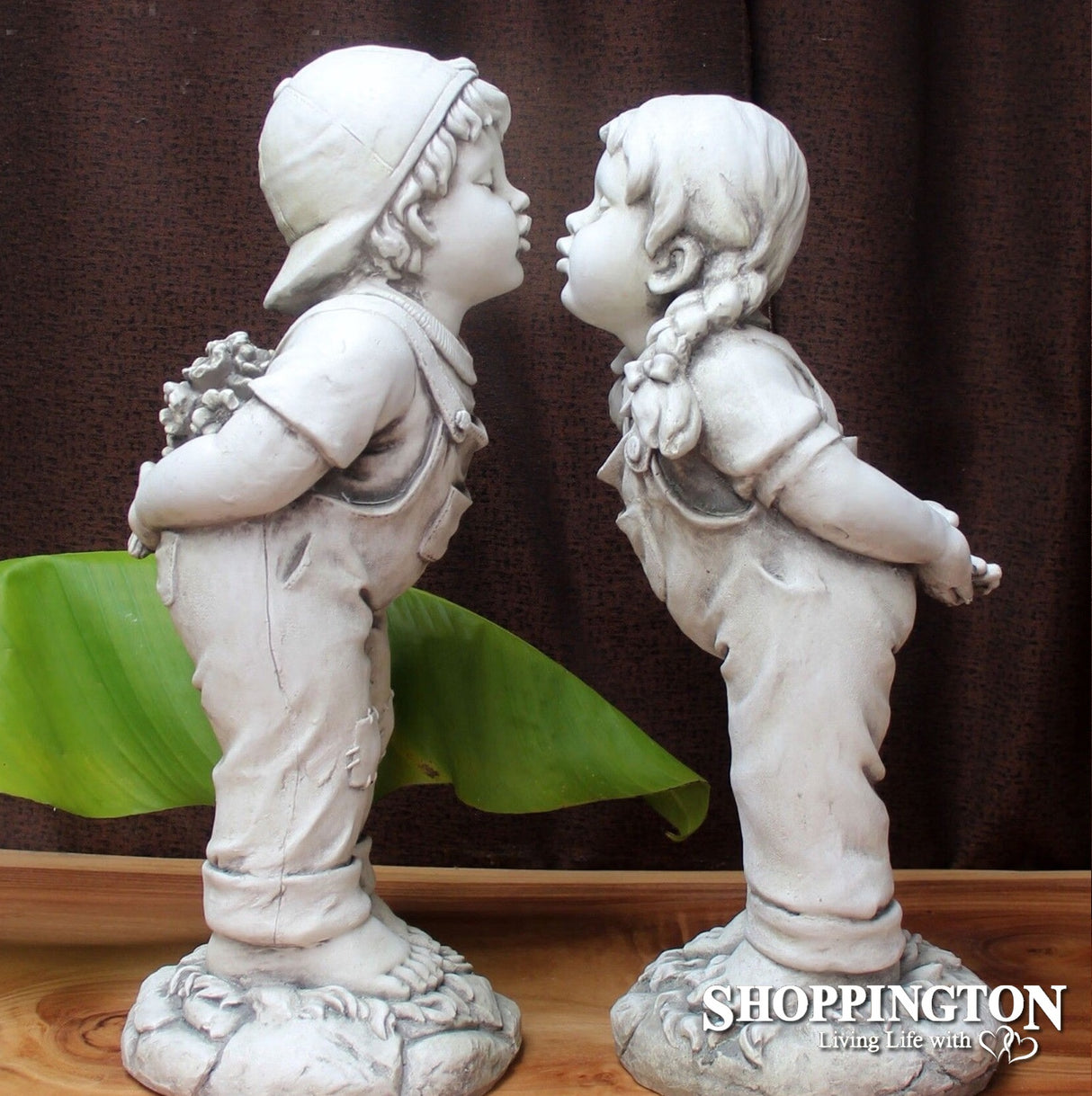 Garden Statue - Kissing Girl & Boy Set (designed to last outdoors)