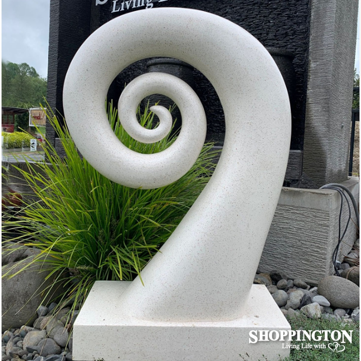 Garden Sculpture - Terrazzo Koru / White 100cm