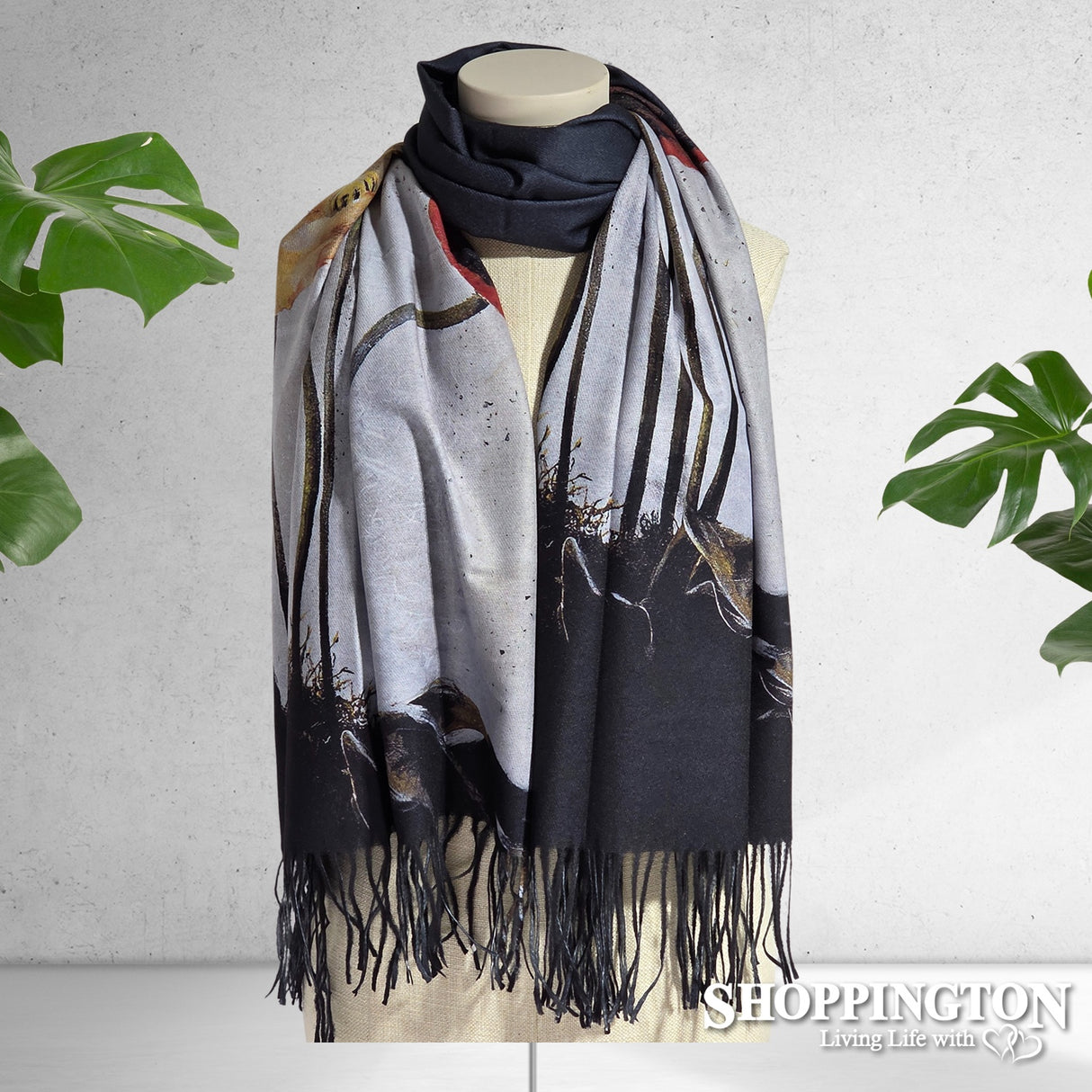 Scarf - Black Poppies