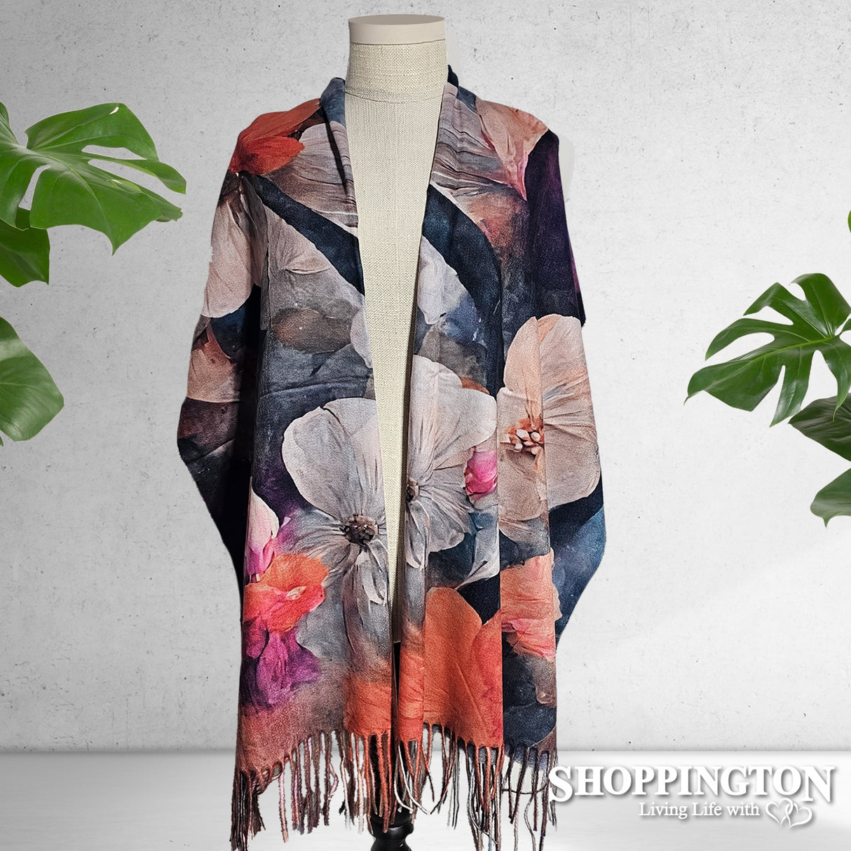 Scarf - Large Bold Flowers Dusky Pink