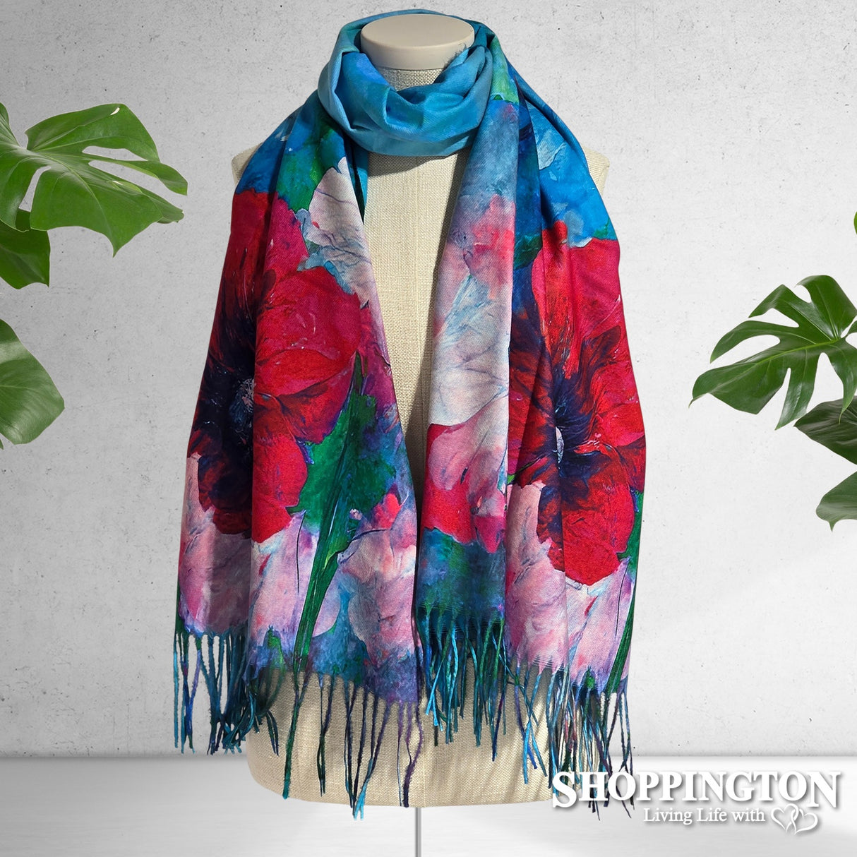 Scarf - Teal Flowers