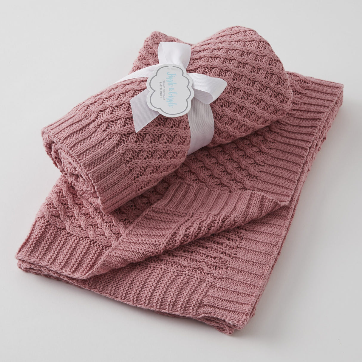 Blush Basket Weave Knit Baby Blanket