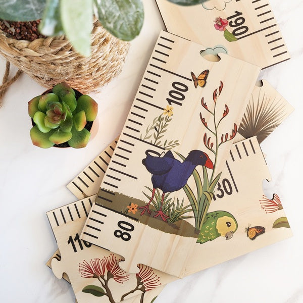 Growth Chart Ruler - Floral NZ Birds