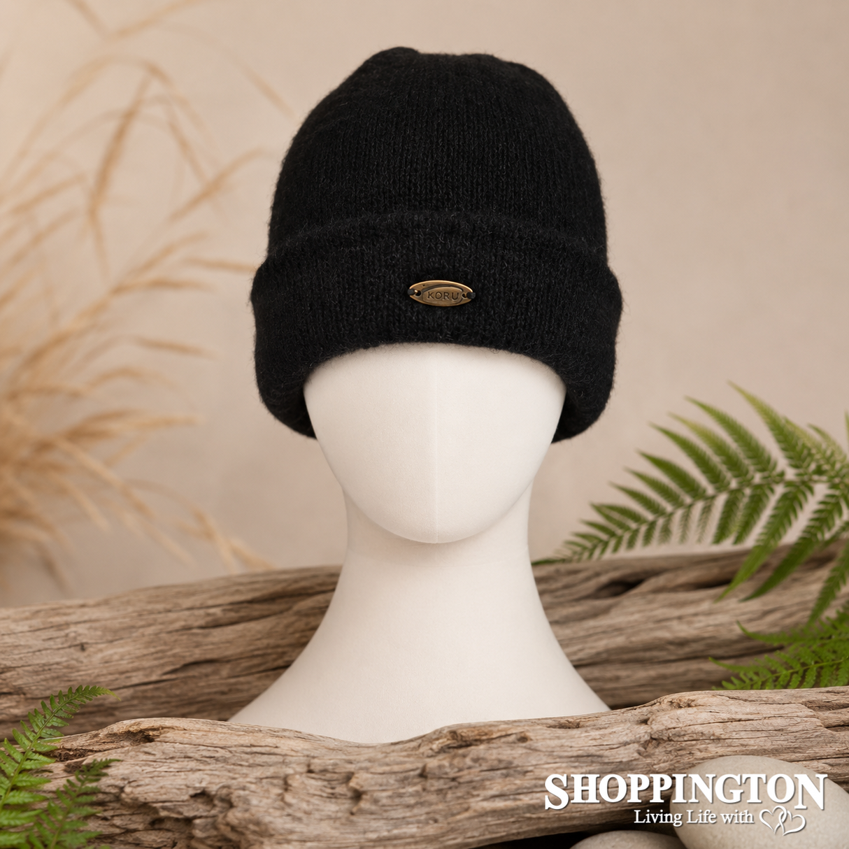 NZ Made Koru Knitwear - Possum Merino Beanie / Black