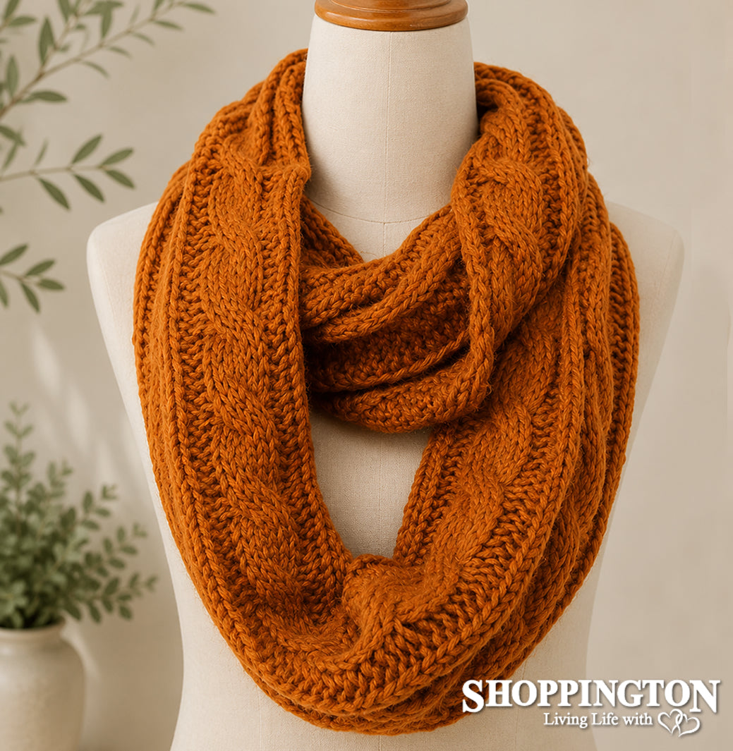 Snood - Burnt Orange Cable Knit