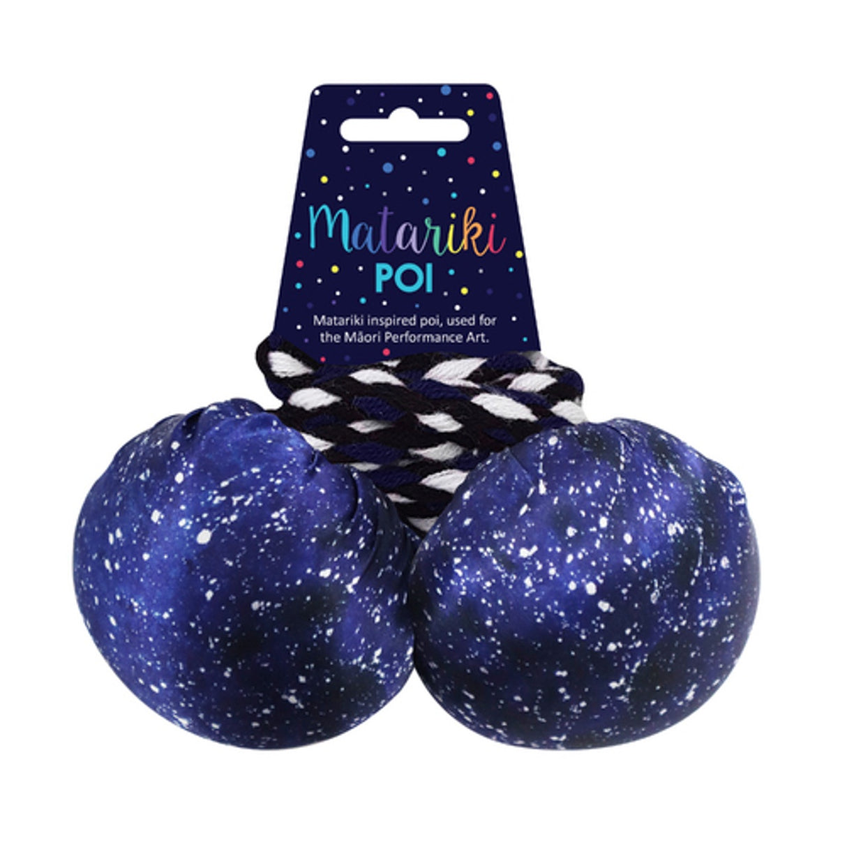 NZ Matariki Patterned Fabric Poi - Blue