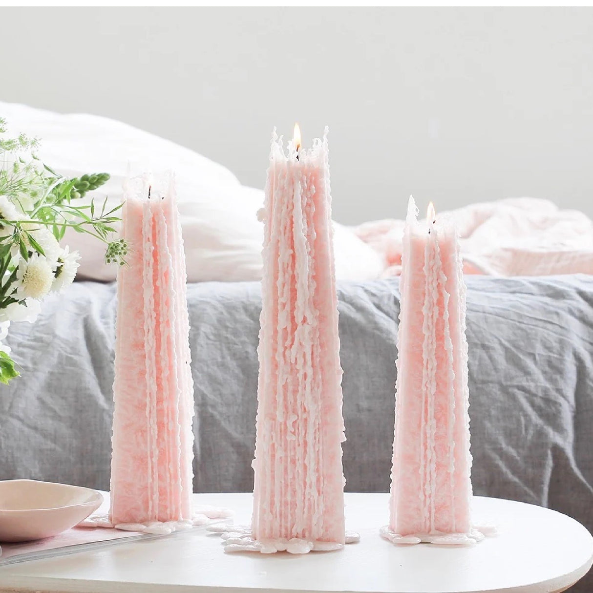 Living Light Icicle Candle - Peony Rose