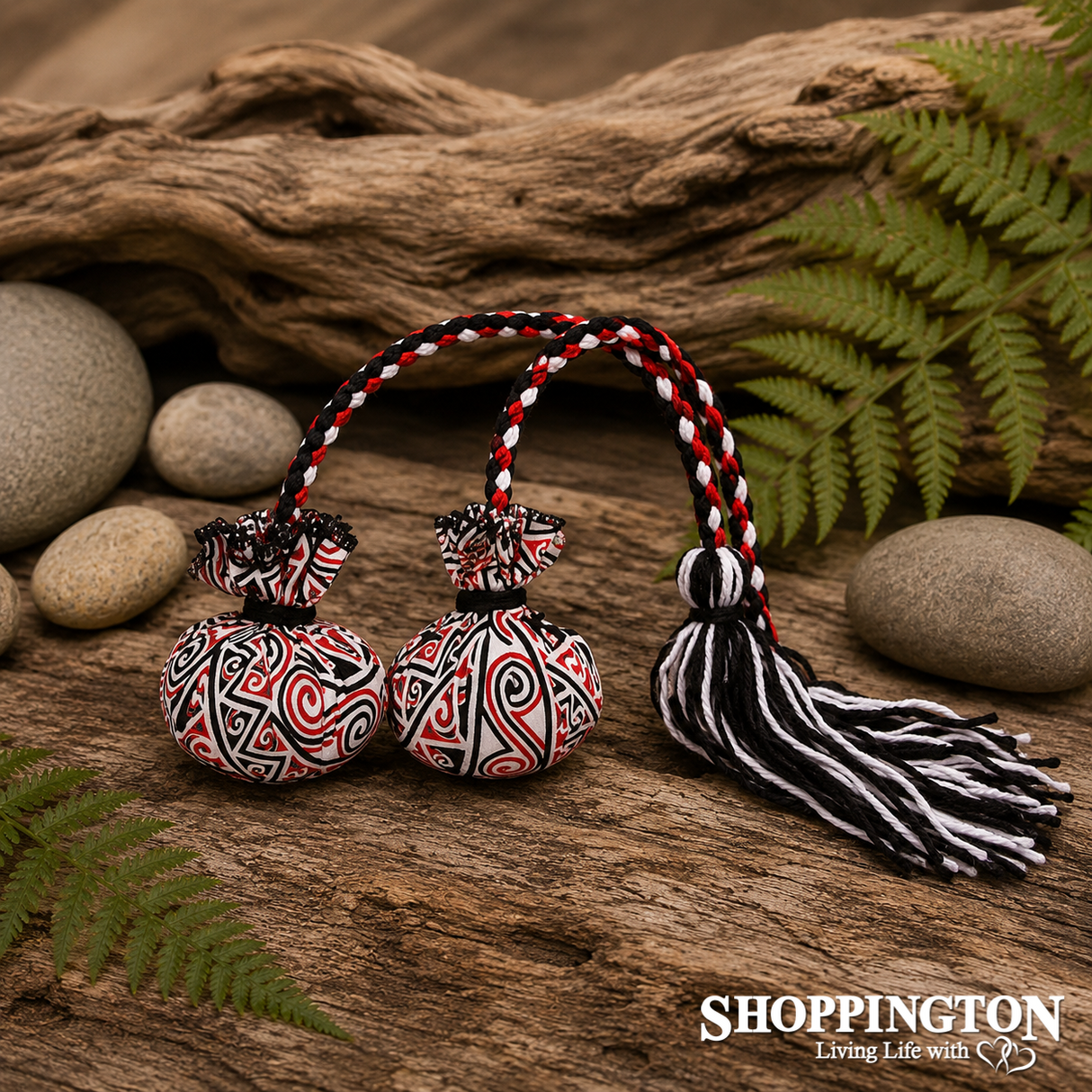 NZ Maori Patterned Poi - Red