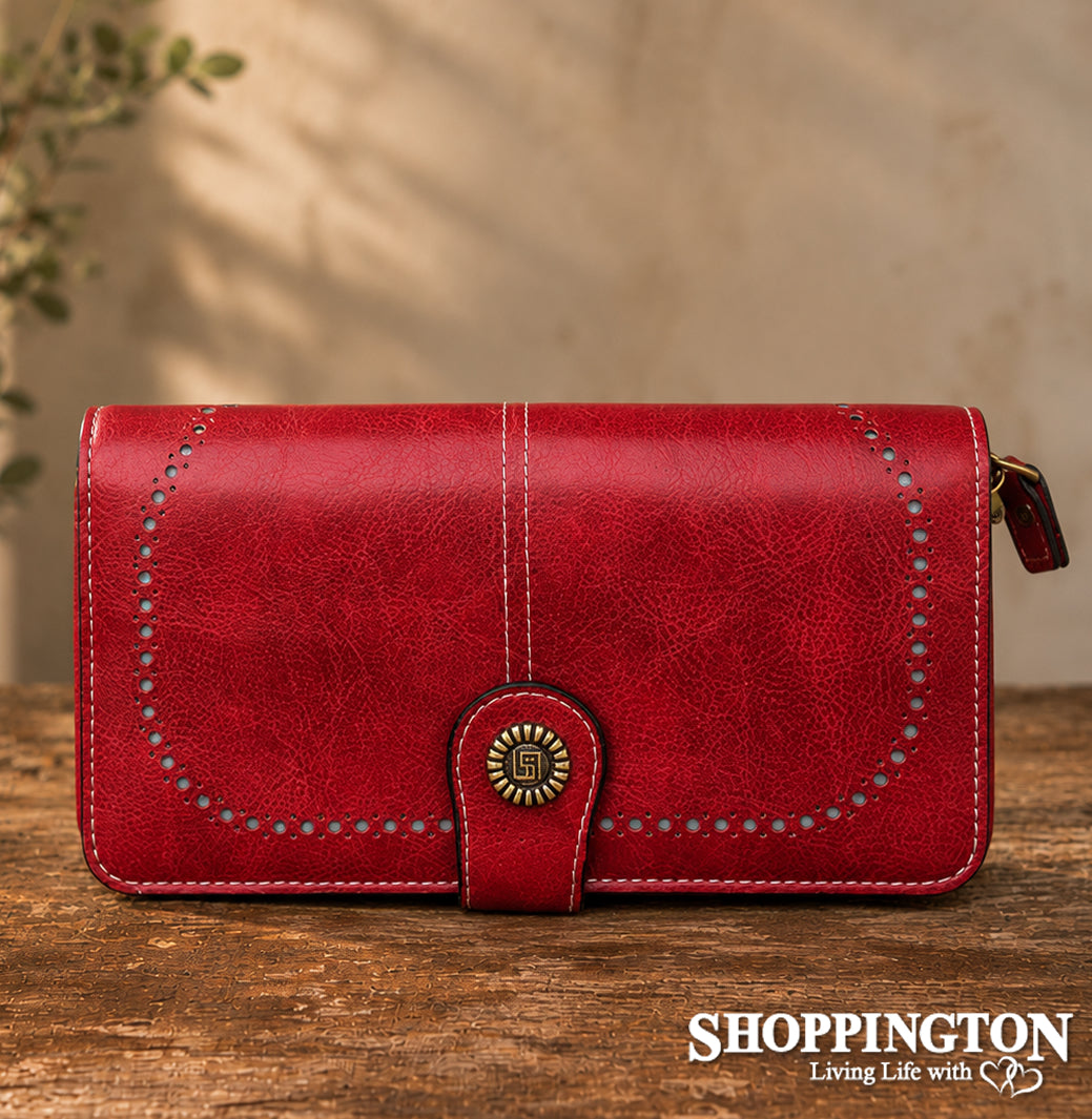 Wallet - Vintage Style Leather Look - Red