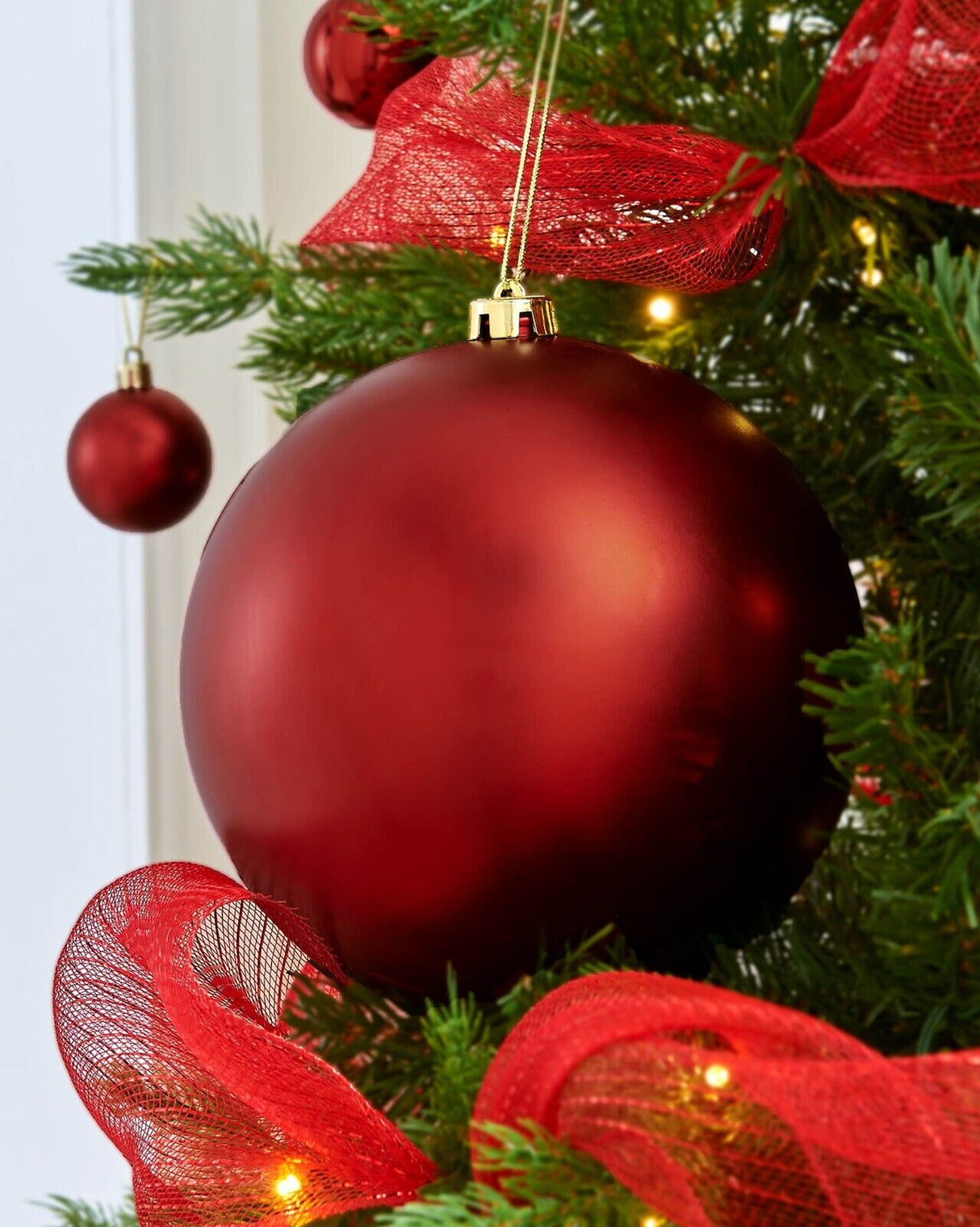 Large Christmas Bauble - Matt Red 15cm