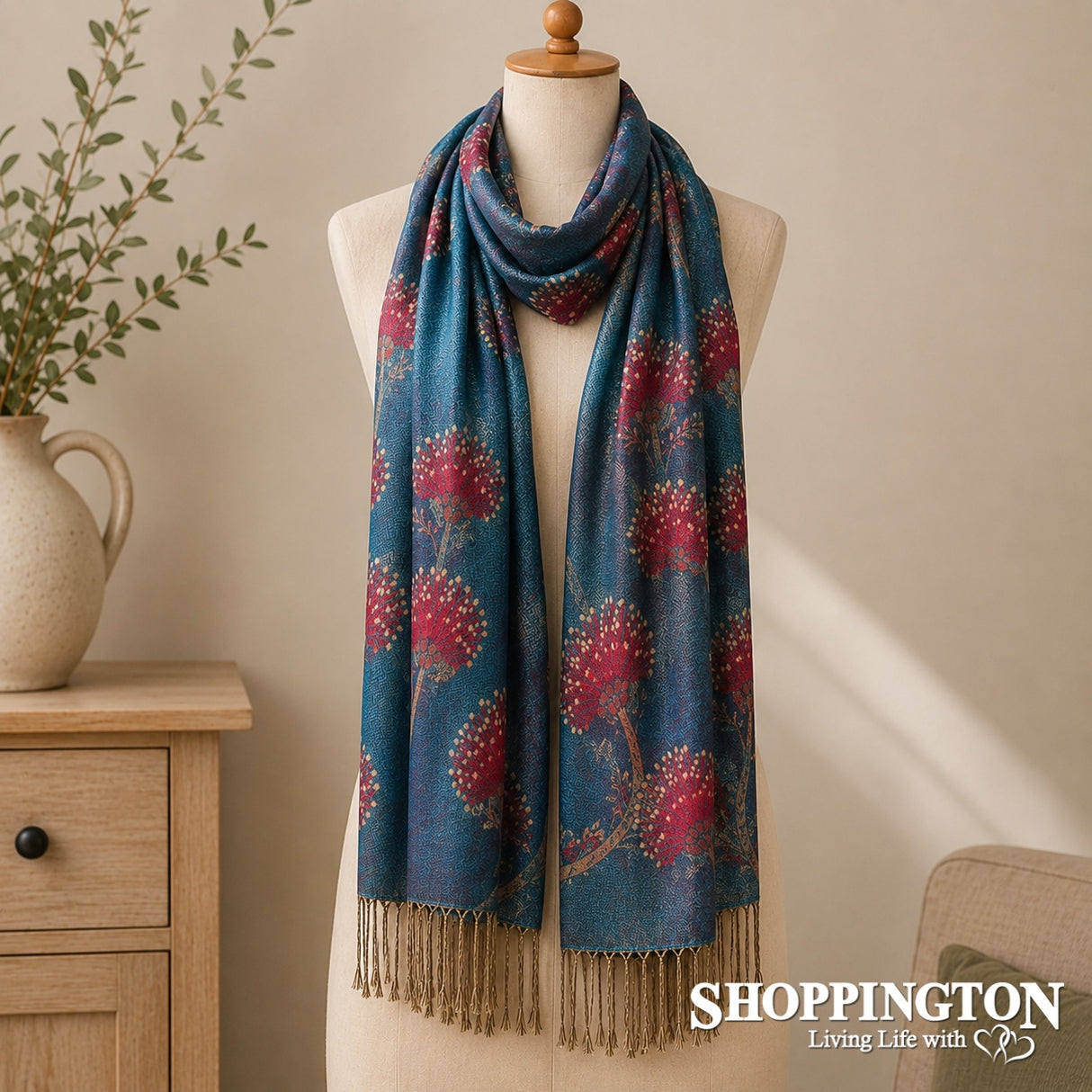 Scarf - Pashmina Look Fantail Teal/Purple