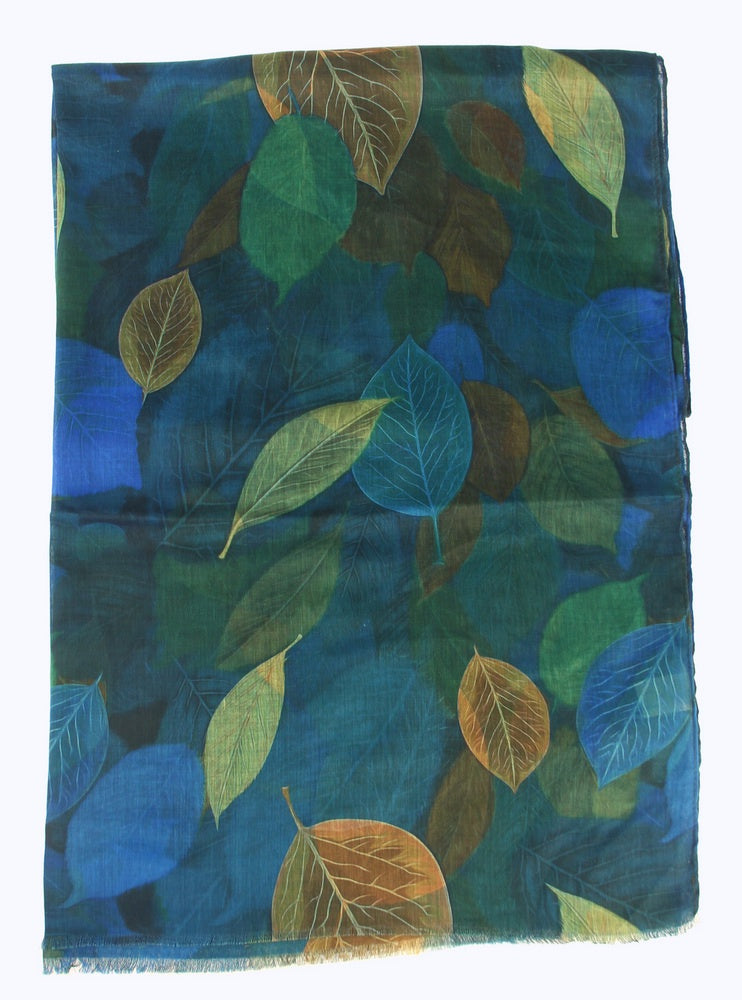 Scarf - Blue Leaves