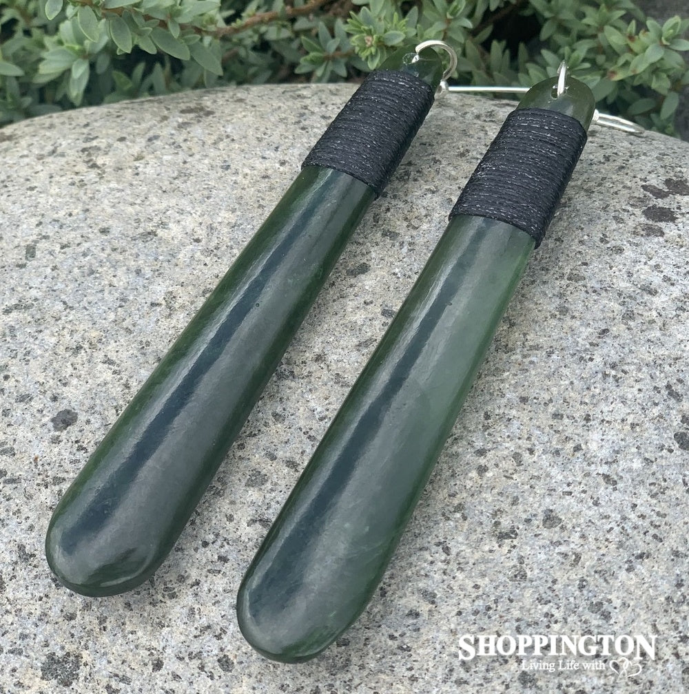 Earrings - Pounamu Bound Drop 90mm